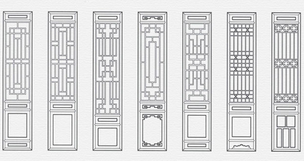 瀍河回族常用中式仿古花窗图案隔断设计图